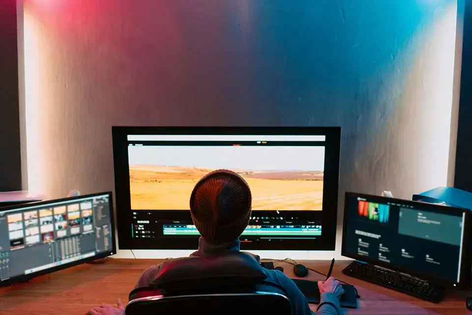 Motion graphics and lower-thirds design on a computer display